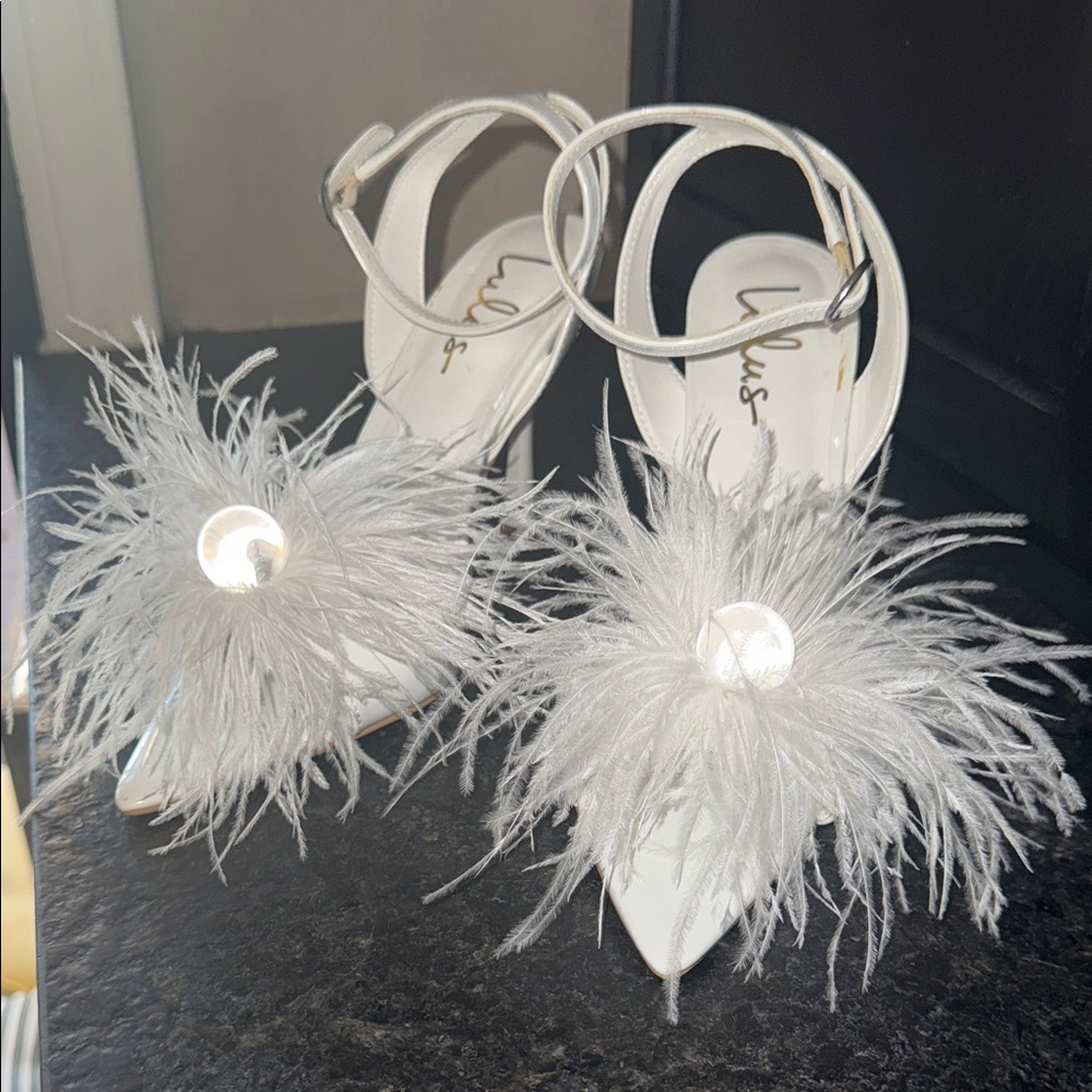 White Feather Heels